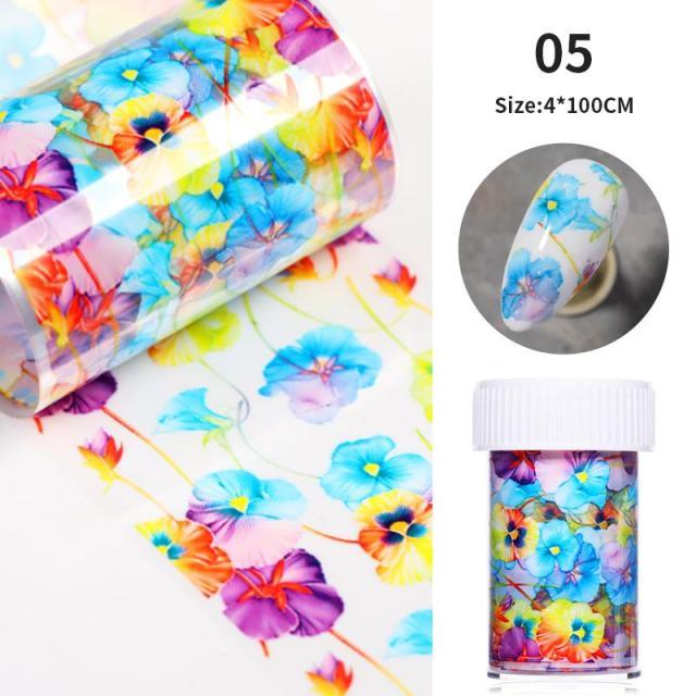 Nail Foils Marble Flower Series Iridescent Nail Art Transfer Sticker Paper Slider Nail Water Decal Design Manicures Decorations  Art Manicures Decoration New Gold Nail Transfer Foils for Nail Arts Nails Supply Holographic Effect Nail Art Foil Stickers Hol Stevvex