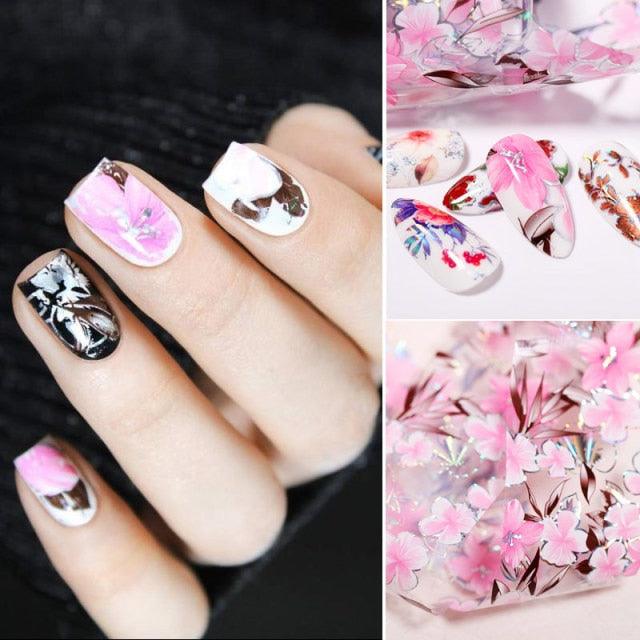 Nail Foils Marble Flower Series Iridescent Nail Art Transfer Sticker Paper Slider Nail Water Decal Design Manicures Decorations  Art Manicures Decoration New Gold Nail Transfer Foils for Nail Arts Nails Supply Holographic Effect Nail Art Foil Stickers Hol Stevvex