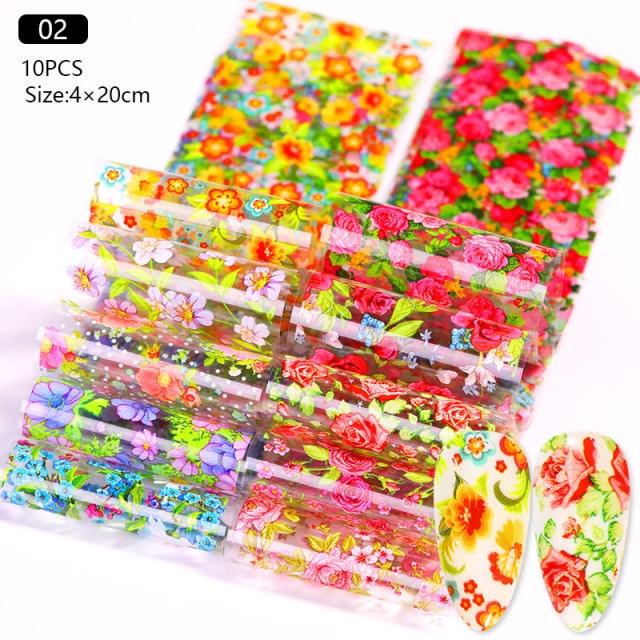 Nail Foils Marble Flower Series Iridescent Nail Art Transfer Sticker Paper Slider Nail Water Decal Design Manicures Decorations  Art Manicures Decoration New Gold Nail Transfer Foils for Nail Arts Nails Supply Holographic Effect Nail Art Foil Stickers Hol Stevvex
