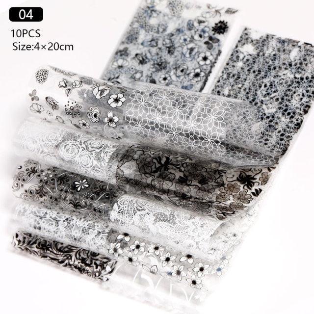 Nail Foils Marble Flower Series Iridescent Nail Art Transfer Sticker Paper Slider Nail Water Decal Design Manicures Decorations  Art Manicures Decoration New Gold Nail Transfer Foils for Nail Arts Nails Supply Holographic Effect Nail Art Foil Stickers Hol Stevvex