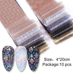 Nail Foils Marble Flower Series Iridescent Nail Art Transfer Sticker Paper Slider Nail Water Decal Design Manicures Decorations  Art Manicures Decoration New Gold Nail Transfer Foils for Nail Arts Nails Supply Holographic Effect Nail Art Foil Stickers Hol Stevvex