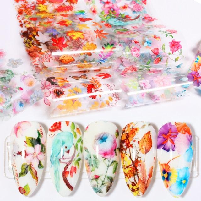 Nail Foils Marble Flower Series Iridescent Nail Art Transfer Sticker Paper Slider Nail Water Decal Design Manicures Decorations  Art Manicures Decoration New Gold Nail Transfer Foils for Nail Arts Nails Supply Holographic Effect Nail Art Foil Stickers Hol Stevvex