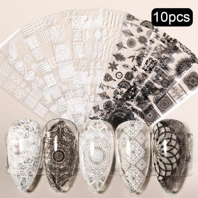 Nail Foils Marble Flower Series Iridescent Nail Art Transfer Sticker Paper Slider Nail Water Decal Design Manicures Decorations  Art Manicures Decoration New Gold Nail Transfer Foils for Nail Arts Nails Supply Holographic Effect Nail Art Foil Stickers Hol Stevvex