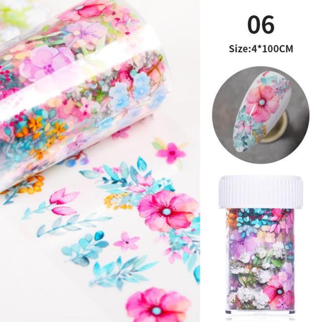 Nail Foils Marble Flower Series Iridescent Nail Art Transfer Sticker Paper Slider Nail Water Decal Design Manicures Decorations  Art Manicures Decoration New Gold Nail Transfer Foils for Nail Arts Nails Supply Holographic Effect Nail Art Foil Stickers Hol Stevvex