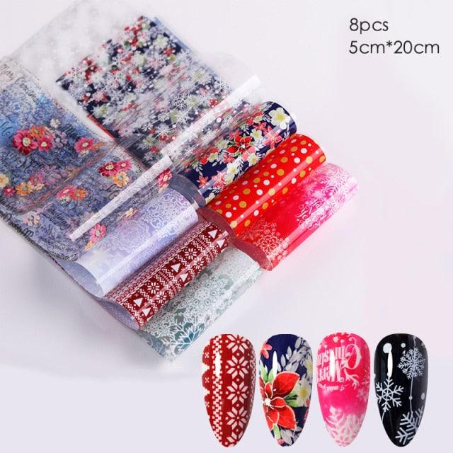 Nail Foils Marble Flower Series Iridescent Nail Art Transfer Sticker Paper Slider Nail Water Decal Design Manicures Decorations  Art Manicures Decoration New Gold Nail Transfer Foils for Nail Arts Nails Supply Holographic Effect Nail Art Foil Stickers Hol Stevvex