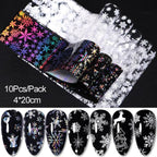 Nail Foils Marble Flower Series Iridescent Nail Art Transfer Sticker Paper Slider Nail Water Decal Design Manicures Decorations  Art Manicures Decoration New Gold Nail Transfer Foils for Nail Arts Nails Supply Holographic Effect Nail Art Foil Stickers Hol Stevvex