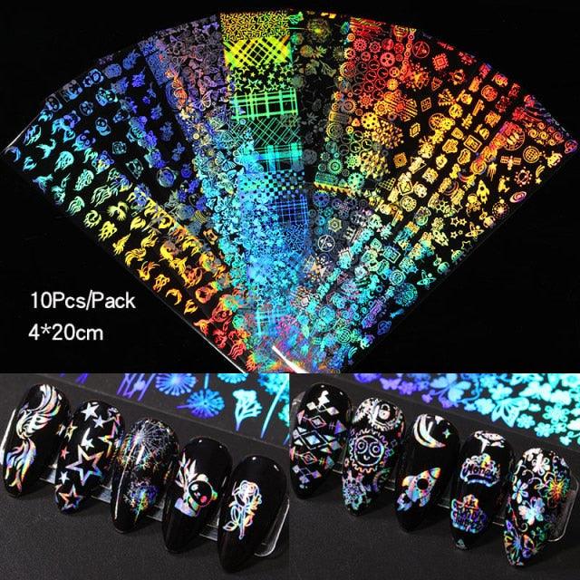 Nail Foils Marble Flower Series Iridescent Nail Art Transfer Sticker Paper Slider Nail Water Decal Design Manicures Decorations  Art Manicures Decoration New Gold Nail Transfer Foils for Nail Arts Nails Supply Holographic Effect Nail Art Foil Stickers Hol Stevvex