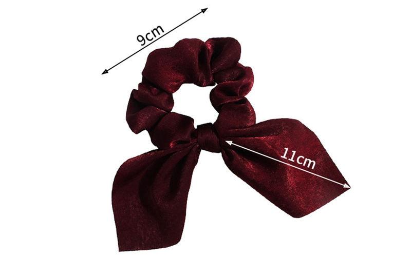 Pure Color Elastic Hair Band Rabbit Ear Bow Pearl Hair Rope Satin Ponytail Scrunchie Bobbles Elastic Hair Ties Ropes Ponytail Holder Accessories for Women And Girls Stevvex