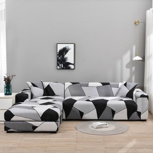 Elastic Sofa Covers for Living Room Stretch Slipcovers Sectional Couch Cover L Shape Corner Armchair Cover 1/2/3/4 Seater Slipcovers Elastic Stylish Printed Sectional Sofa Furniture Protector For Living Room Stevvex