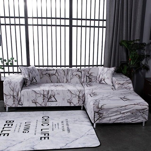Elastic Sofa Covers for Living Room Stretch Slipcovers Sectional Couch Cover L Shape Corner Armchair Cover 1/2/3/4 Seater Slipcovers Elastic Stylish Printed Sectional Sofa Furniture Protector For Living Room Stevvex