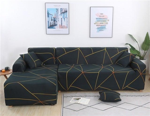 Elastic Sofa Covers for Living Room Stretch Slipcovers Sectional Couch Cover L Shape Corner Armchair Cover 1/2/3/4 Seater Slipcovers Elastic Stylish Printed Sectional Sofa Furniture Protector For Living Room Stevvex