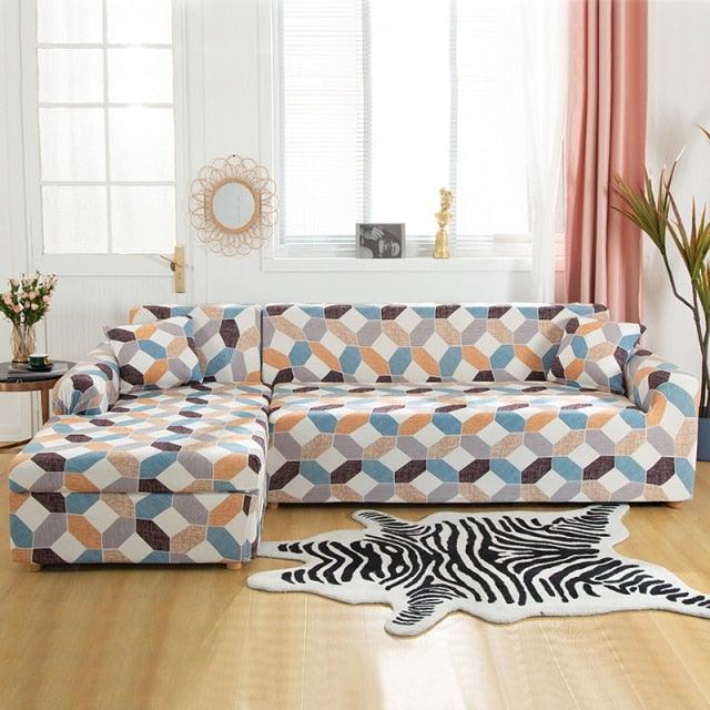 Elastic Sofa Covers for Living Room Stretch Slipcovers Sectional Couch Cover L Shape Corner Armchair Cover 1/2/3/4 Seater Slipcovers Elastic Stylish Printed Sectional Sofa Furniture Protector For Living Room Stevvex