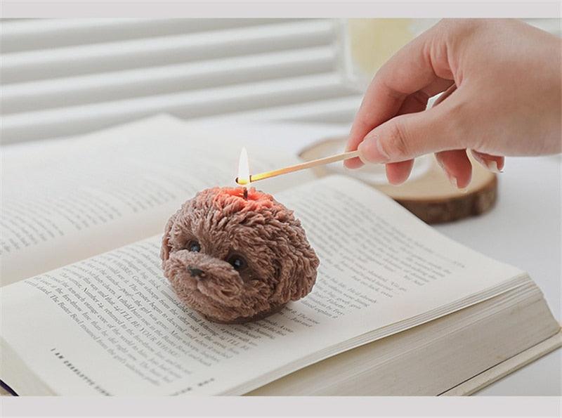Handmade Scented Candles Creative Teddy Dog Candles Cute Bear Birthday Candles Bear Shaped Cool Candles Scented Funky Candles Aesthetic Candles Birthday Cake Decoration Cake Topper Decor For Baby ShoweAromatherapy Teddy Bear Shape Candle Gift Stevvex