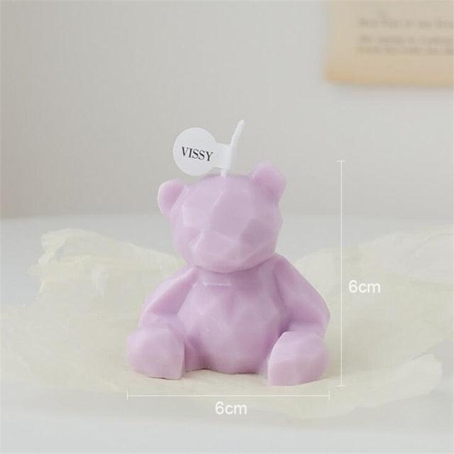 Handmade Scented Candles Creative Teddy Dog Candles Cute Bear Birthday Candles Bear Shaped Cool Candles Scented Funky Candles Aesthetic Candles Birthday Cake Decoration Cake Topper Decor For Baby ShoweAromatherapy Teddy Bear Shape Candle Gift Stevvex