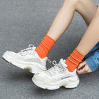 Simple Colorful Solid Color Socks Girls Candy Color Fashion Socks Spring And Autumn 100% Cotton Socks Female Socks Crew Socks Running Socks For Men And Women Stevvex