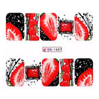 Summer Fruit Water Decals Kiwi Banana Strawberry Flower Alphabet Leaves Nail Art Stickers Wraps Slider Decorations 3D Fruit Nail Art Slices, Summer Fruit Slime Nail Supplies Nail Art Decorations Fruit Flakes Nail Accessories Stevvex