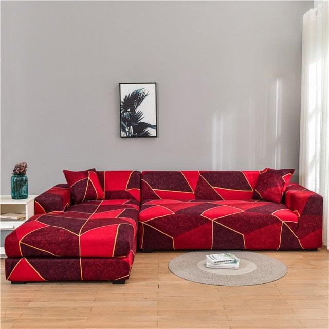 Elastic Sofa Covers for Living Room Stretch Slipcovers Sectional Couch Cover L Shape Corner Armchair Cover 1/2/3/4 Seater Slipcovers Elastic Stylish Printed Sectional Sofa Furniture Protector For Living Room Stevvex