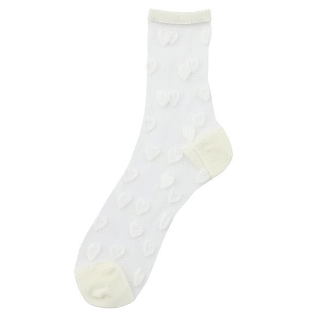 Women Socks New Fashion Long Transparent Cute Heart Thin Socks Female Summer Casual Sweet Funny Socks Stylish Ankle Socks For Women Stevvex