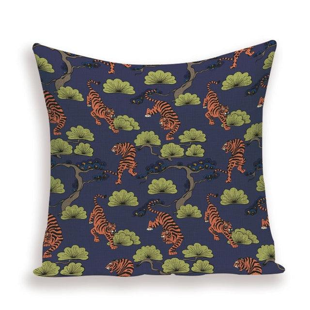 Tiger Cushion Case Autumn Jungle Home Decor Pillows Cases Leopard Printed Animal Throw Pillow Covers Decorative Pillowcase Soft Cushion Covers For Bedroom Sofa Bed Linen Pillow Covers 45X45CM Stevvex