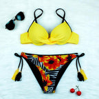Halter Bikini Bandage Swimsuit Solid Swimwear Sport Liquid Metallic Shiny String Bikini 2 Piece Swimsuit Set Women Shiny Bikini Set Bathing Suit Push Up Two-piece Suit Stevvex