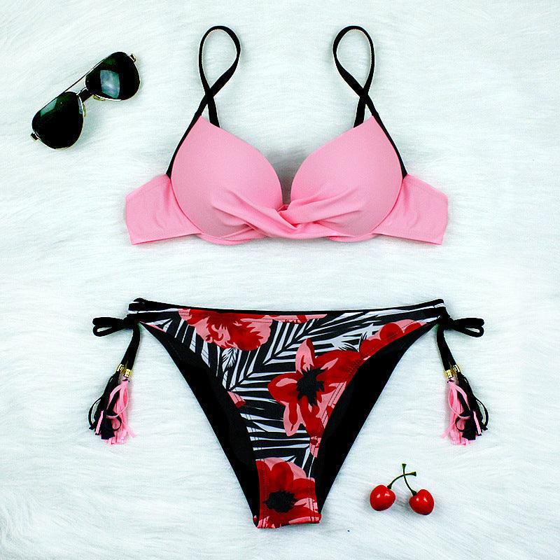 Halter Bikini Bandage Swimsuit Solid Swimwear Sport Liquid Metallic Shiny String Bikini 2 Piece Swimsuit Set Women Shiny Bikini Set Bathing Suit Push Up Two-piece Suit Stevvex