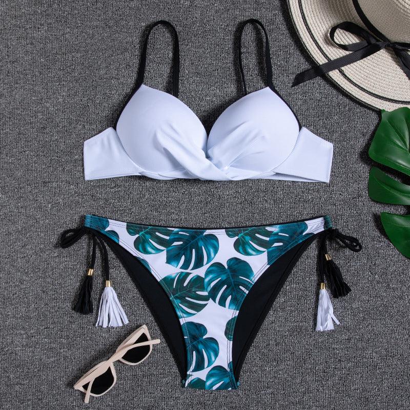Halter Bikini Bandage Swimsuit Solid Swimwear Sport Liquid Metallic Shiny String Bikini 2 Piece Swimsuit Set Women Shiny Bikini Set Bathing Suit Push Up Two-piece Suit Stevvex