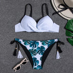 Halter Bikini Bandage Swimsuit Solid Swimwear Sport Liquid Metallic Shiny String Bikini 2 Piece Swimsuit Set Women Shiny Bikini Set Bathing Suit Push Up Two-piece Suit Stevvex
