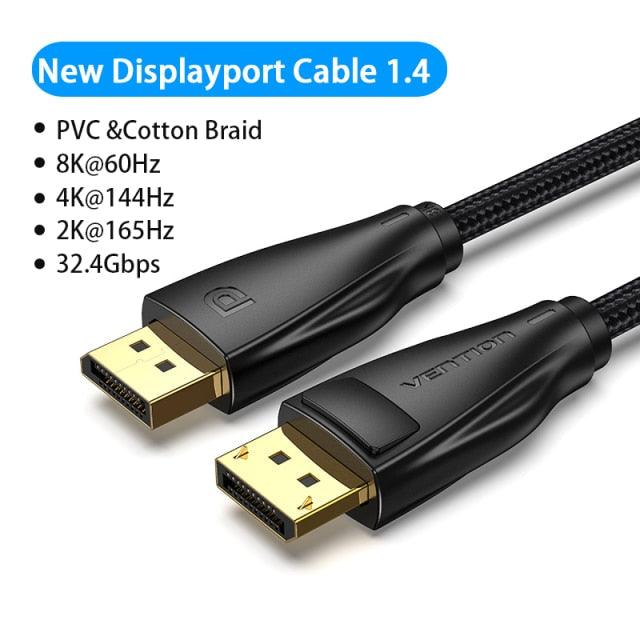 Fast 1.4Gbps 8K 60Hz 4K HDR  Display Port Audio Cable for Video PC Laptop TV Stevvex