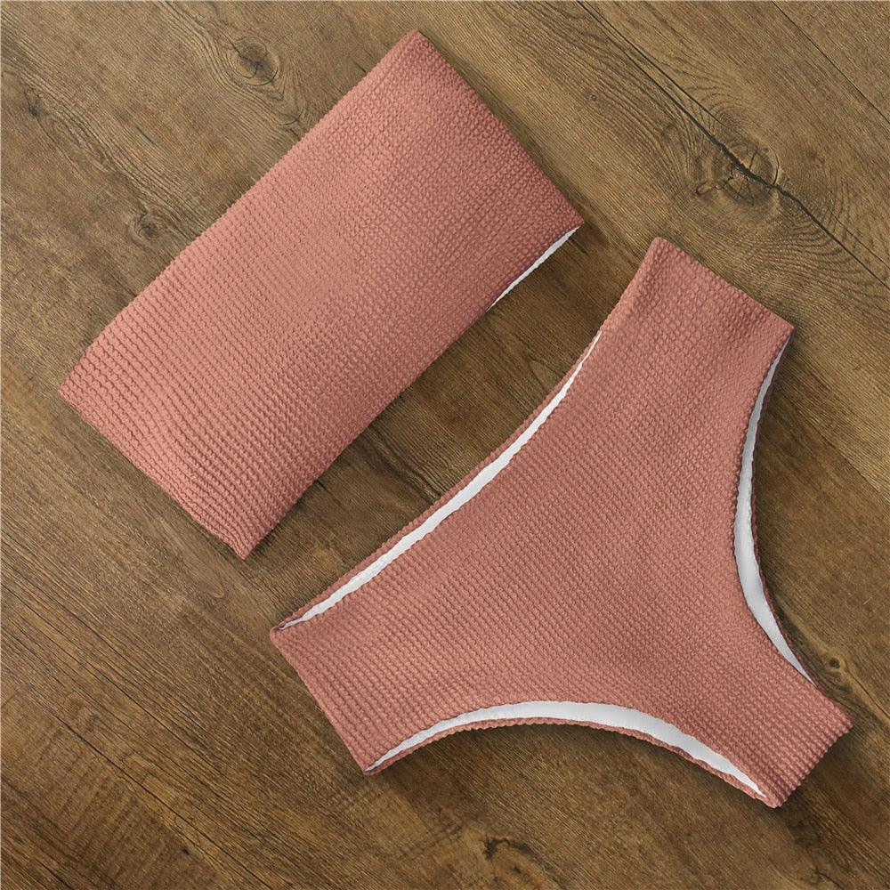 Bikini Swimwear Swimsuit Women Floral Print High Waist Bikini Set Back Cross Bathing Suit Female Beach Wear Women's Bikini Swimsuits Strapless Two Pieces Bathing Suits Stevvex