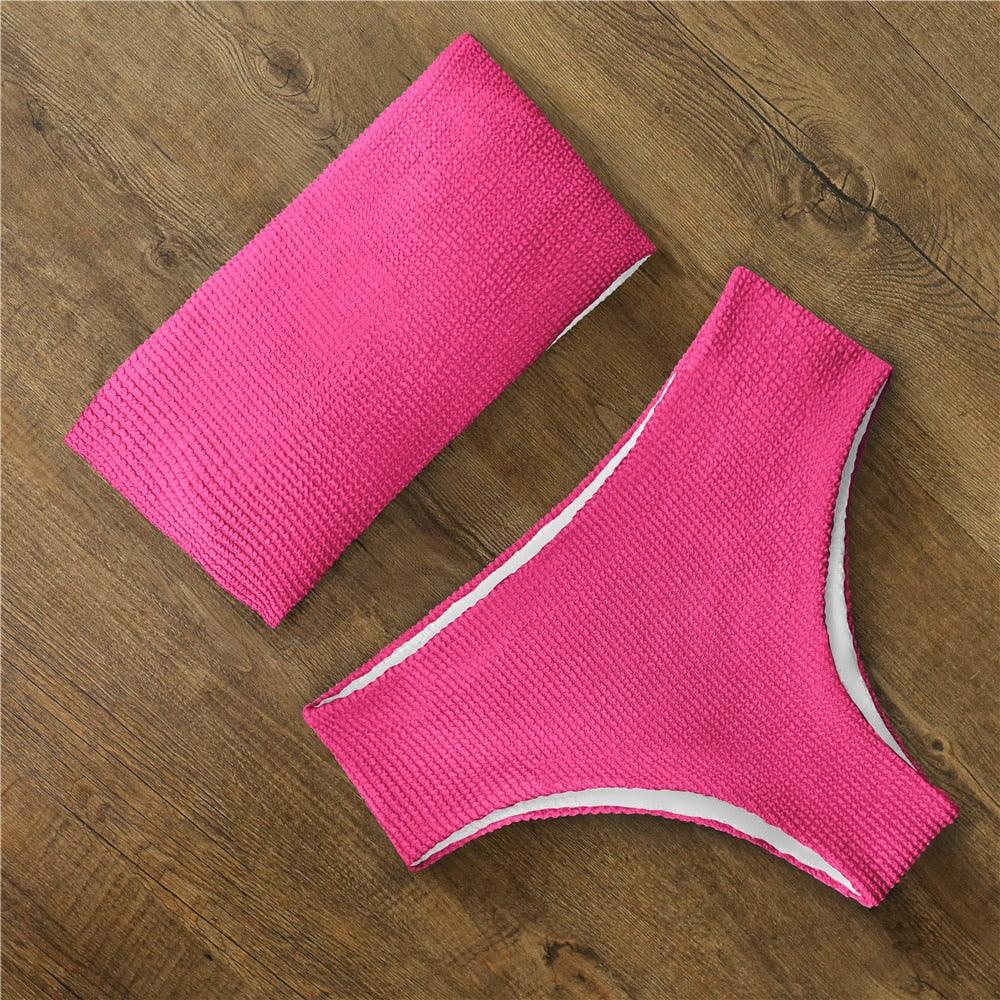Bikini Swimwear Swimsuit Women Floral Print High Waist Bikini Set Back Cross Bathing Suit Female Beach Wear Women's Bikini Swimsuits Strapless Two Pieces Bathing Suits Stevvex