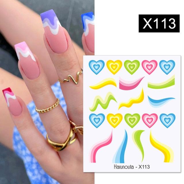 Black Lines Flower Leaves Water Decals Stickers Floral Face Marble Pattern Slider For Nails Summer Nail Art Decoration Summer Stickers on Nails Simple Summer Slider for Manicure Nail Art Watermark Manicure Decor Stevvex