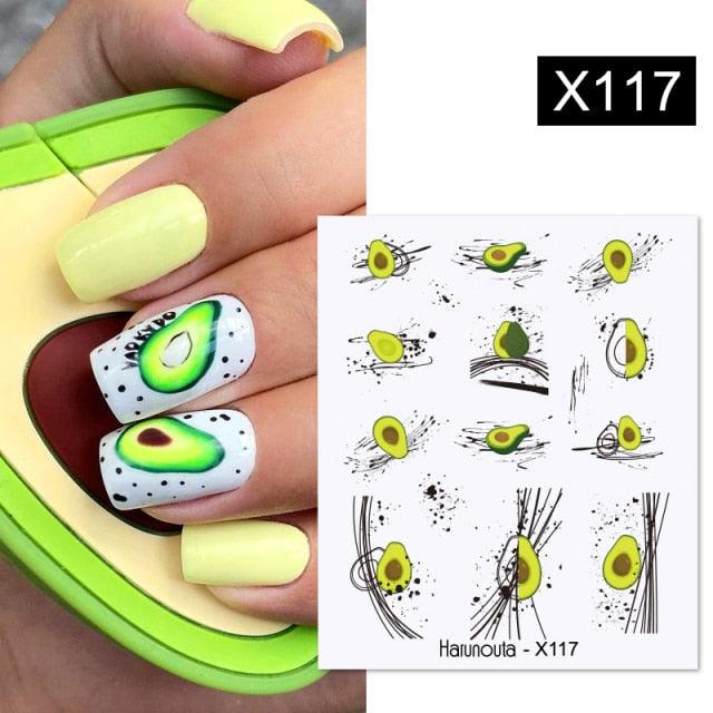 Black Lines Flower Leaves Water Decals Stickers Floral Face Marble Pattern Slider For Nails Summer Nail Art Decoration Summer Stickers on Nails Simple Summer Slider for Manicure Nail Art Watermark Manicure Decor Stevvex
