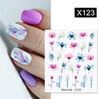 French Line Nail Water Decal Flower Marble Leaf Girl Stickers on Nails Water Ink Transfer Slider Nail Stickers Decor Kids Nails Art Decoration Nail Strips Shiny French Tip Guides Stickers French Nail Stickers Form Fringe Guides Stevvex