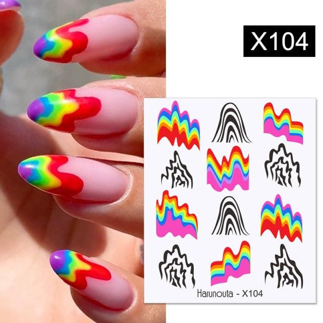 French Line Nail Water Decal Flower Marble Leaf Girl Stickers on Nails Water Ink Transfer Slider Nail Stickers Decor Kids Nails Art Decoration Nail Strips Shiny French Tip Guides Stickers French Nail Stickers Form Fringe Guides Stevvex