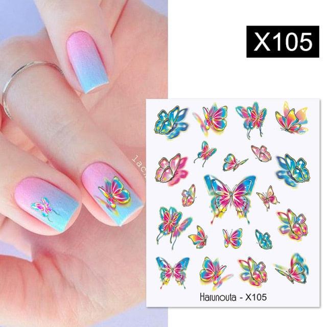 French Line Nail Water Decal Flower Marble Leaf Girl Stickers on Nails Water Ink Transfer Slider Nail Stickers Decor Kids Nails Art Decoration Nail Strips Shiny French Tip Guides Stickers French Nail Stickers Form Fringe Guides Stevvex