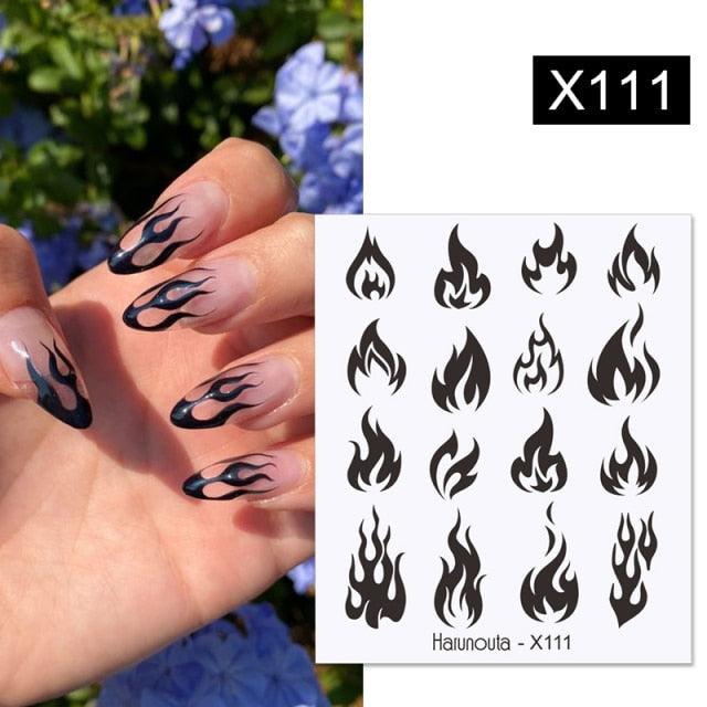French Line Nail Water Decal Flower Marble Leaf Girl Stickers on Nails Water Ink Transfer Slider Nail Stickers Decor Kids Nails Art Decoration Nail Strips Shiny French Tip Guides Stickers French Nail Stickers Form Fringe Guides Stevvex
