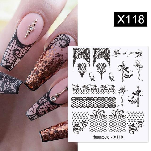 French Line Nail Water Decal Flower Marble Leaf Girl Stickers on Nails Water Ink Transfer Slider Nail Stickers Decor Kids Nails Art Decoration Nail Strips Shiny French Tip Guides Stickers French Nail Stickers Form Fringe Guides Stevvex
