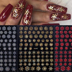 Sparkly Gold Bronzing Christmas 3D Snowflake Nail Stickers Colorful Sliver Glitter Xmas Elk Deer Socks Transfer Foil For Nails Snowflake Nail Art Stickers Decals Christmas Nail 3D Self Adhesive Nail Stickers for Acrylic Nails Snowflake Winter Slider Stevvex