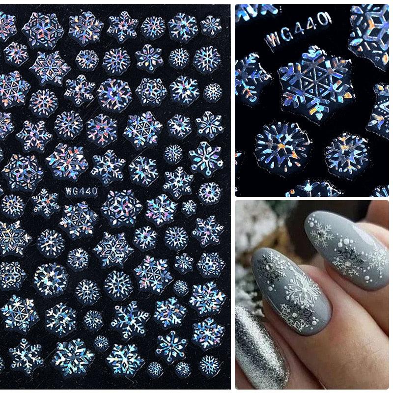 Sparkly Gold Bronzing Christmas 3D Snowflake Nail Stickers Colorful Sliver Glitter Xmas Elk Deer Socks Transfer Foil For Nails Snowflake Nail Art Stickers Decals Christmas Nail 3D Self Adhesive Nail Stickers for Acrylic Nails Snowflake Winter Slider Stevvex