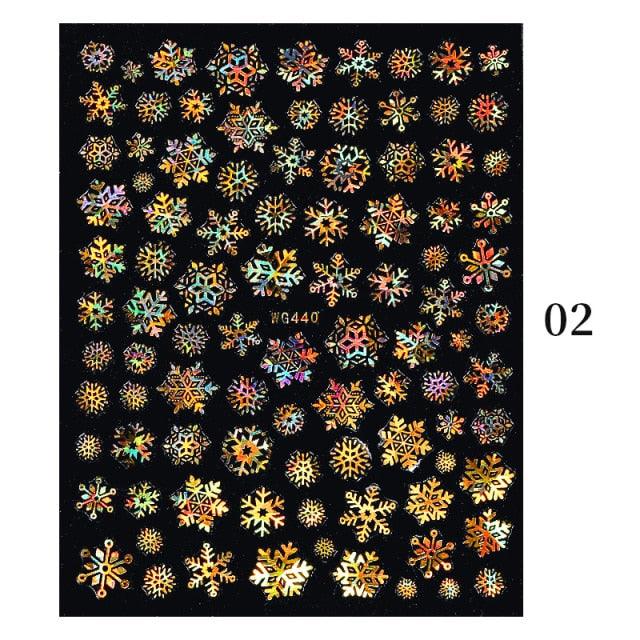 Sparkly Gold Bronzing Christmas 3D Snowflake Nail Stickers Colorful Sliver Glitter Xmas Elk Deer Socks Transfer Foil For Nails Snowflake Nail Art Stickers Decals Christmas Nail 3D Self Adhesive Nail Stickers for Acrylic Nails Snowflake Winter Slider Stevvex