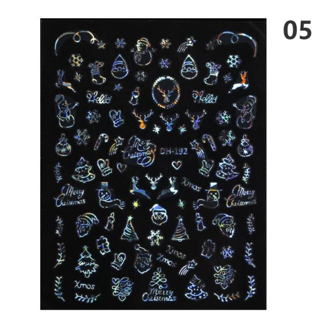 Sparkly Gold Bronzing Christmas 3D Snowflake Nail Stickers Colorful Sliver Glitter Xmas Elk Deer Socks Transfer Foil For Nails Snowflake Nail Art Stickers Decals Christmas Nail 3D Self Adhesive Nail Stickers for Acrylic Nails Snowflake Winter Slider Stevvex