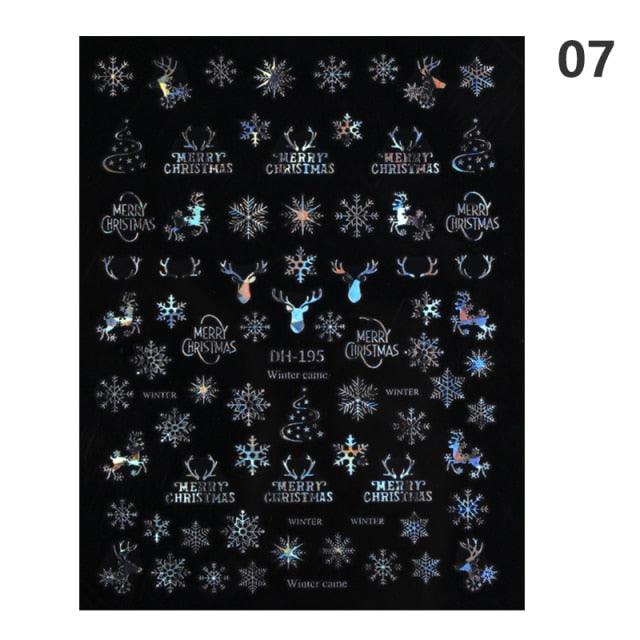 Sparkly Gold Bronzing Christmas 3D Snowflake Nail Stickers Colorful Sliver Glitter Xmas Elk Deer Socks Transfer Foil For Nails Snowflake Nail Art Stickers Decals Christmas Nail 3D Self Adhesive Nail Stickers for Acrylic Nails Snowflake Winter Slider Stevvex