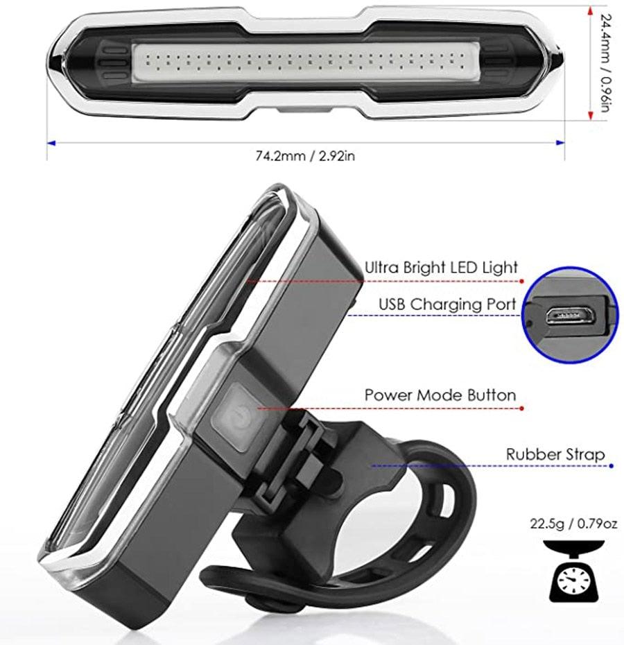 Bike Tail Light Ultra Bright USB Rechargeable LED Bicycle Rear Light 5 Light Mode Headlights High Visibility Bike Rear Light USB Rechargeable LED Bicycle Tail Light Waterproof Cycling Safety Flashlight With Multiple Modes Stevvex