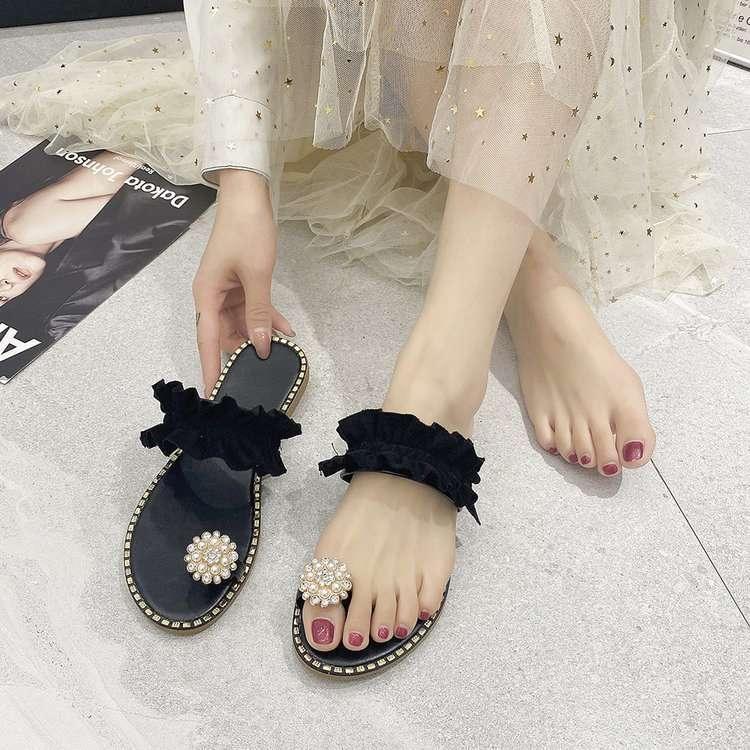 Women Sandals Slippers Flat Flip Flops String Bead Summer Fashion Woman Slides Elegant Pineapple Slides Flat Sandals Strappy Slides Sandals Open Toe Summer Beach Outdoor Shoes Stevvex