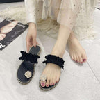 Women Sandals Slippers Flat Flip Flops String Bead Summer Fashion Woman Slides Elegant Pineapple Slides Flat Sandals Strappy Slides Sandals Open Toe Summer Beach Outdoor Shoes Stevvex