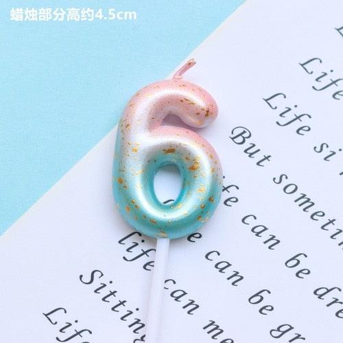 1pcs Starry Sky Candles Birthday Cake Decoration Gradient Party Cake Decor Candles Happy Birthday Number Candles for Cake Topper Decoration for Party Stevvex