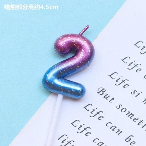 1pcs Starry Sky Candles Birthday Cake Decoration Gradient Party Cake Decor Candles Happy Birthday Number Candles for Cake Topper Decoration for Party Stevvex