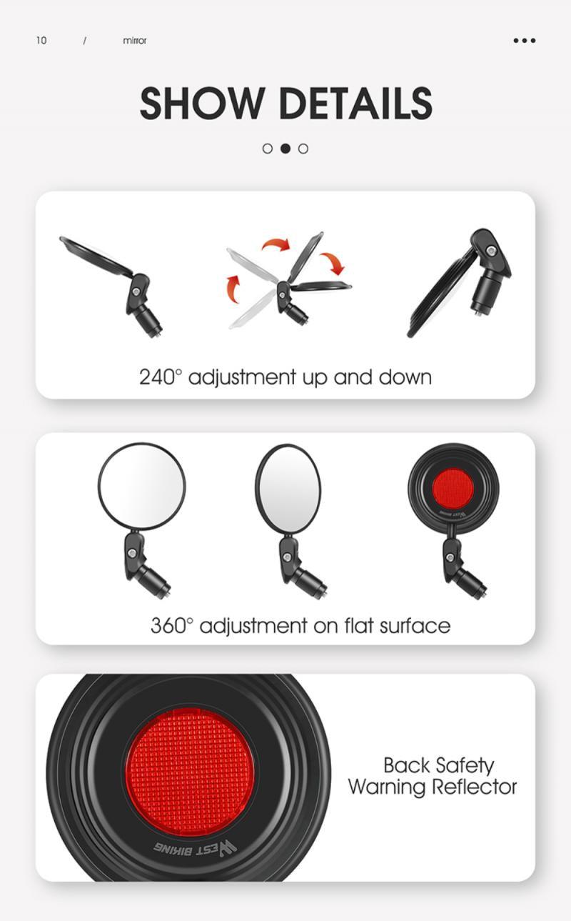 Bike Rear Mirrors Cycling Mobility Scooter Round Handlebar End Mirror Rotatable Adjustable Bicycle Mirror With Safety Rearview Mirror Convex Mirror With Adjustable Handlebar Installation Suitable For Mountain Road Bikes Stevvex