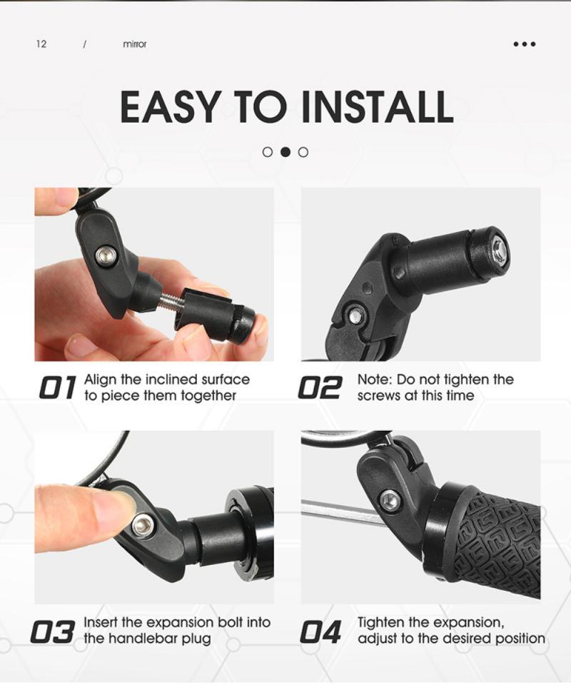 Bike Rear Mirrors Cycling Mobility Scooter Round Handlebar End Mirror Rotatable Adjustable Bicycle Mirror With Safety Rearview Mirror Convex Mirror With Adjustable Handlebar Installation Suitable For Mountain Road Bikes Stevvex