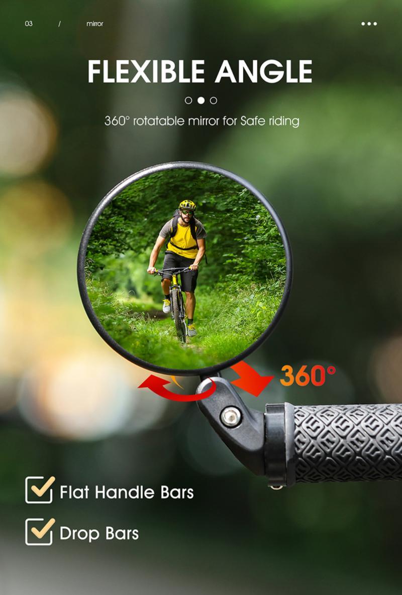 Bike Rear Mirrors Cycling Mobility Scooter Round Handlebar End Mirror Rotatable Adjustable Bicycle Mirror With Safety Rearview Mirror Convex Mirror With Adjustable Handlebar Installation Suitable For Mountain Road Bikes Stevvex